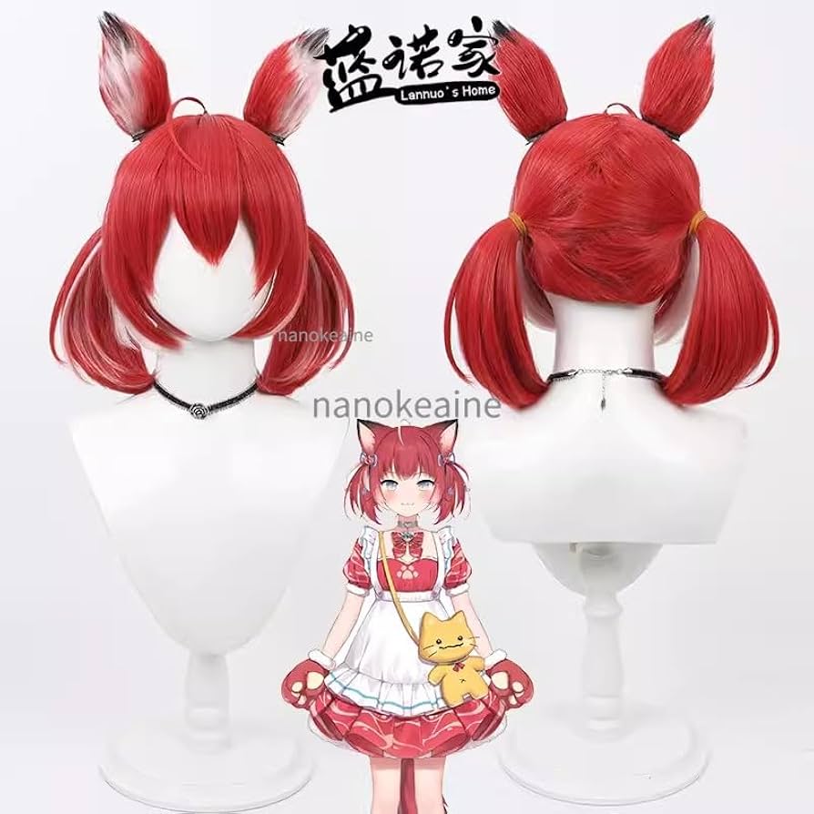 Amazon.co.jp: vtuber 赤見かるび コスプレウィッグ+耳 : ホビー